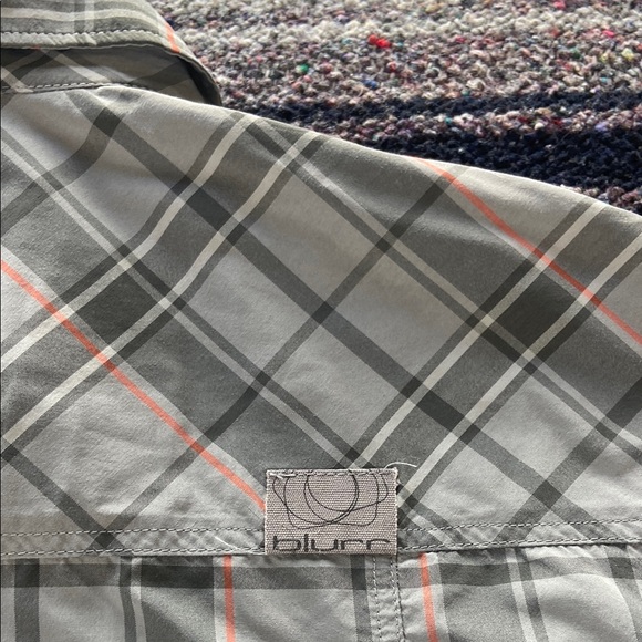 Blurr Casual Gray Button Down Plaid Shirt nylon medium snap button - Picture 9 of 9